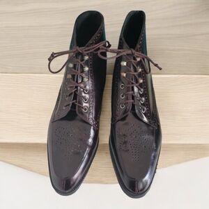 Amalfi Ladies Chocolate Brown Patent Leather Ankle Boots